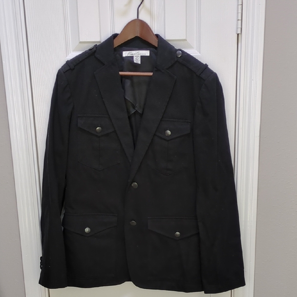 Kenneth Cole New York Black Blazer Military Field Inspired Jacket Coat Small